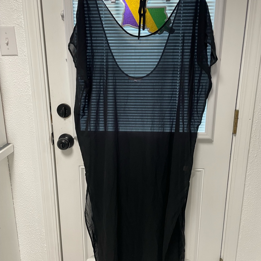 Victoria Secret Sheer Swimsuit Cover-Up, Size Medium, Black